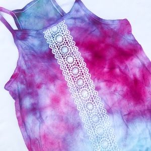 Girls Small TieDye Lace Tanktop